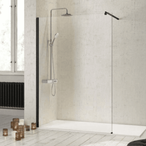 Paroi de douche avec Aluminium Noir 80CM